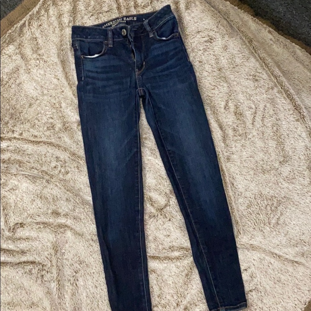 Skinny high rise dark washed jeans